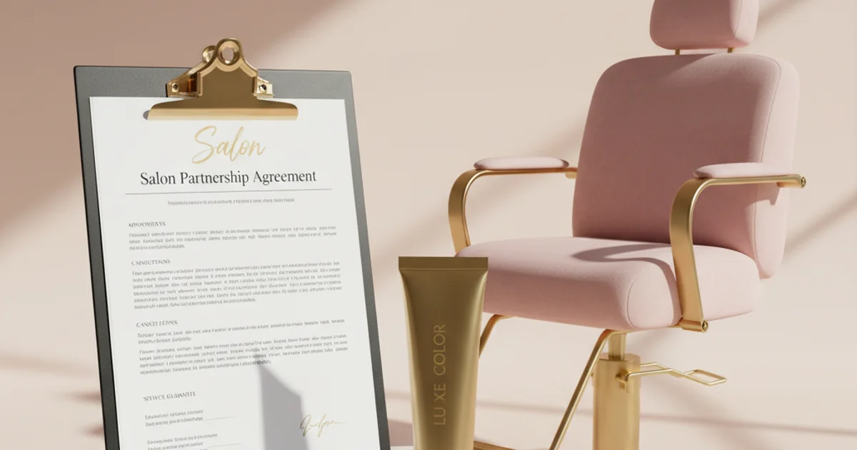 Professional clipboard with cancellation policy document beside pink salon chair and gold styling tools