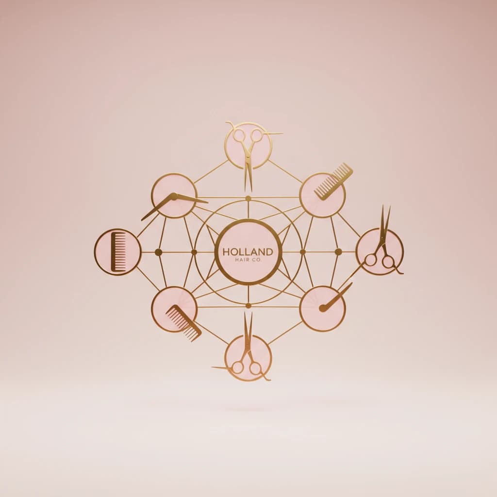 Independent hairstylist referral program network showing client connections and word of mouth marketing for salon promotions